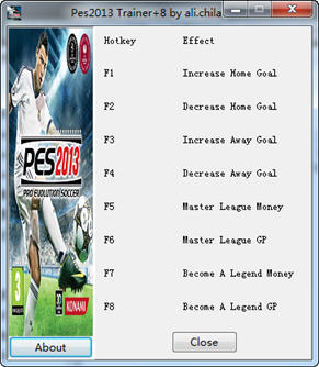 实况足球2013八项作弊修改器