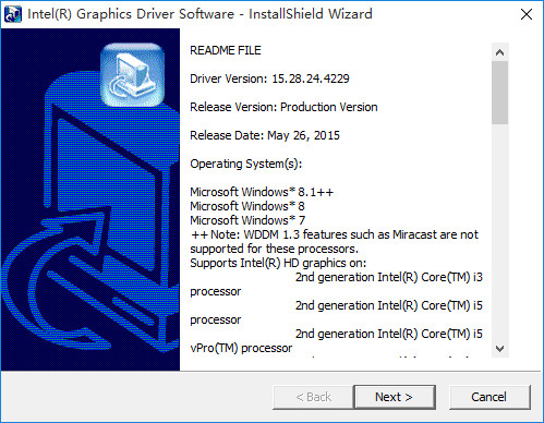 intel hd graphics 驱动 15.28.24.4229 （支持2000/3000）