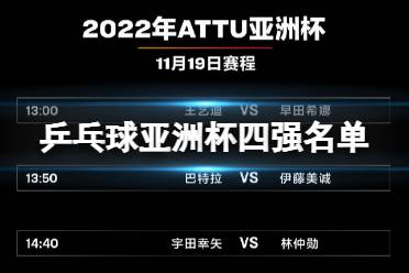 乒乓球亚洲杯四强名单 2022乒乓球亚洲杯4强