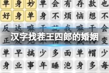 《汉字找茬王》四郎的婚姻 四郎的婚姻通关攻略