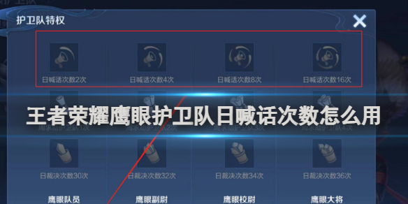 王者荣耀鹰眼护卫队日喊话次数使用方法